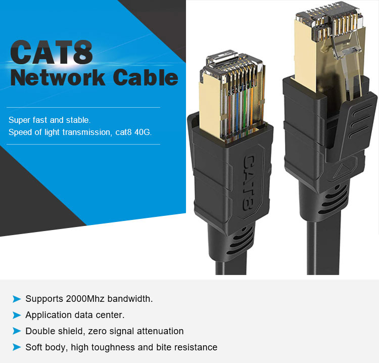China High Speed Flat Cat8 Patch Cable