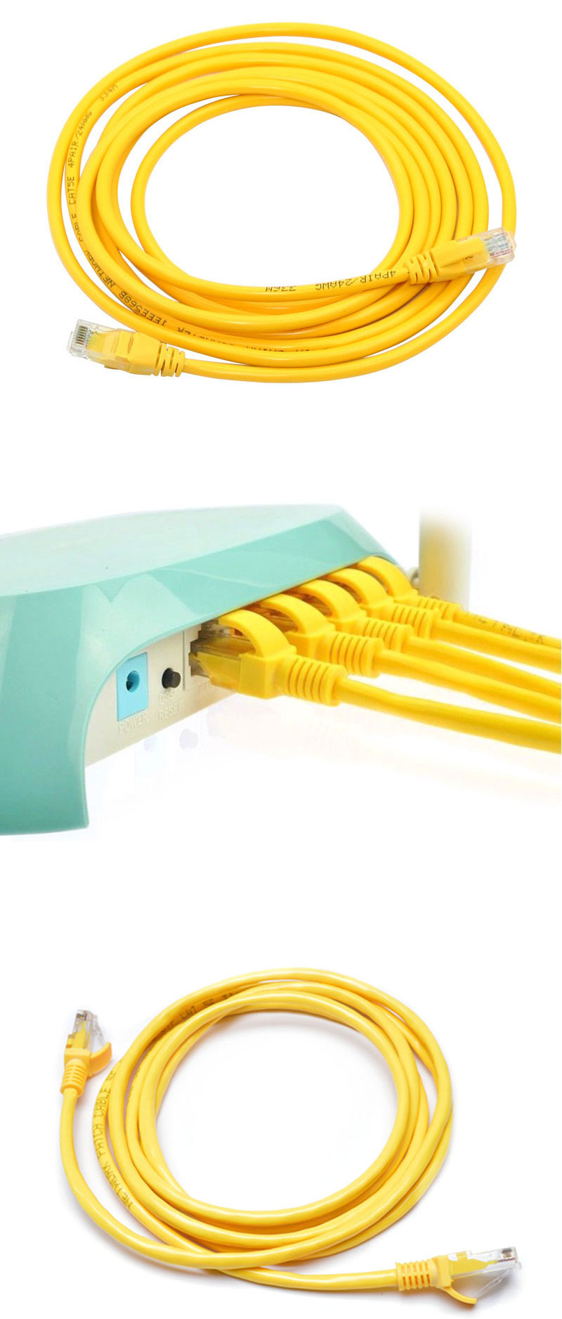 Yellow RJ45 UTP cat5e network extension cable